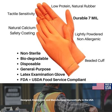 Mi Americas Latex Disposable Gloves, 7 mil Palm, Low Protein Natural Rubber Latex, Powdered, XL, 1000 PK 5114-10